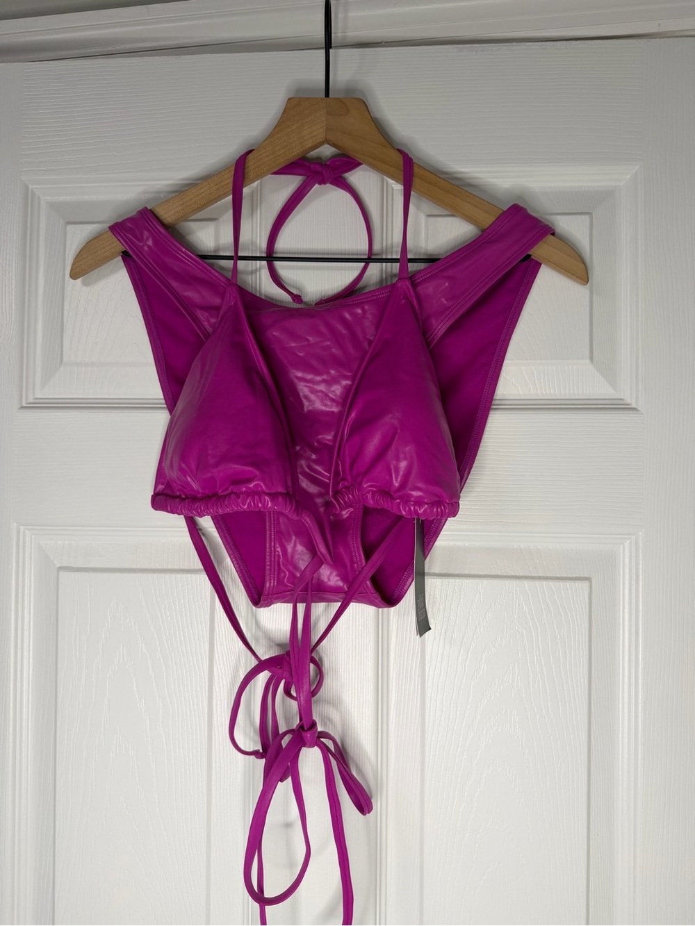 NWT Wild Fable Hot Pink Shiny Triangle Bikini Set